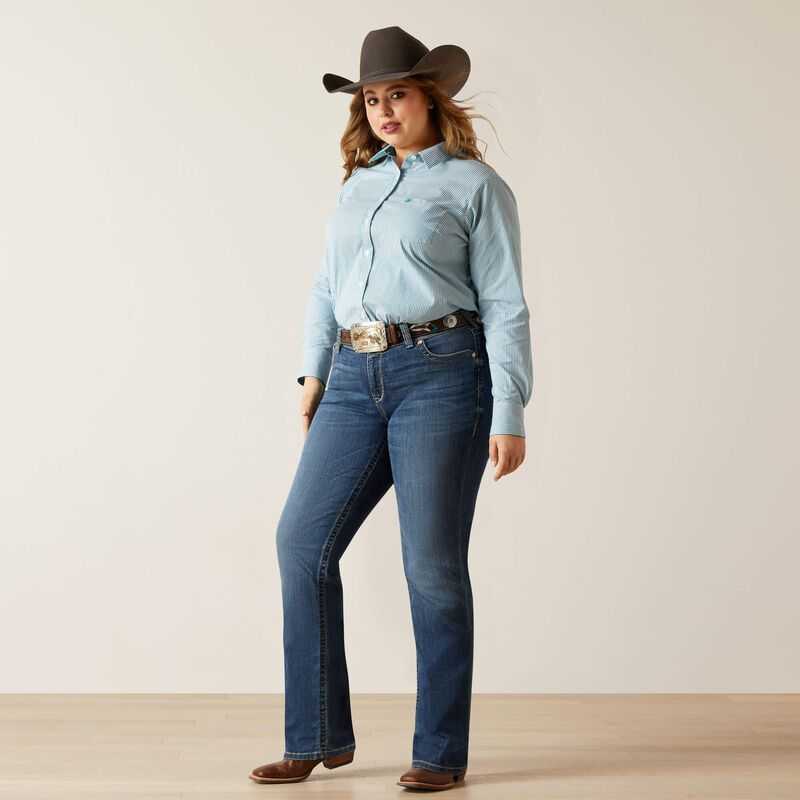 Ariat Kirby Stretch Shirt Turquoise Stripes | 965OZSUWE