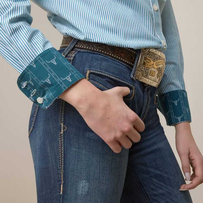 Ariat Kirby Stretch Shirt Turquoise Stripes | 965OZSUWE