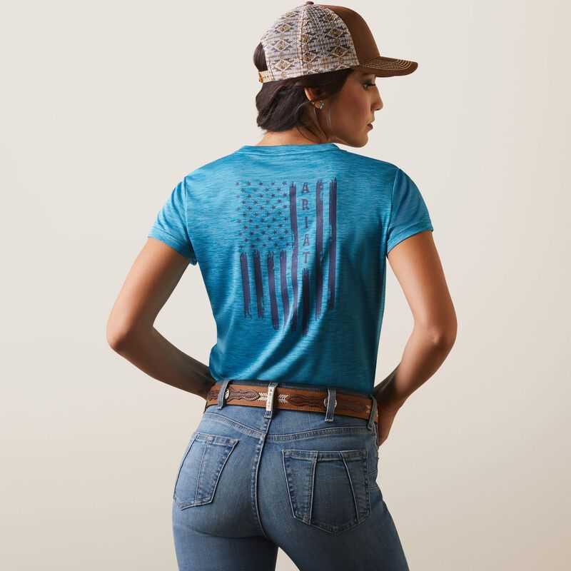 Ariat Laguna Patriot T-Shirt Blue | 410PUZJFC