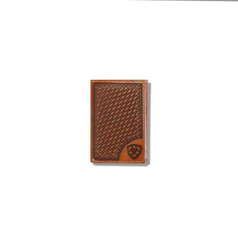 Ariat Lattice embossed trifold wallet Brown | 135PKNMRF