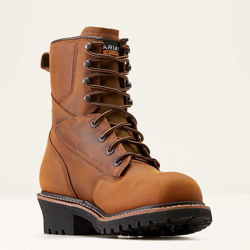 Ariat Logger Shock Shield Waterproof Work Boot Copper Brown | 876EQRWSG