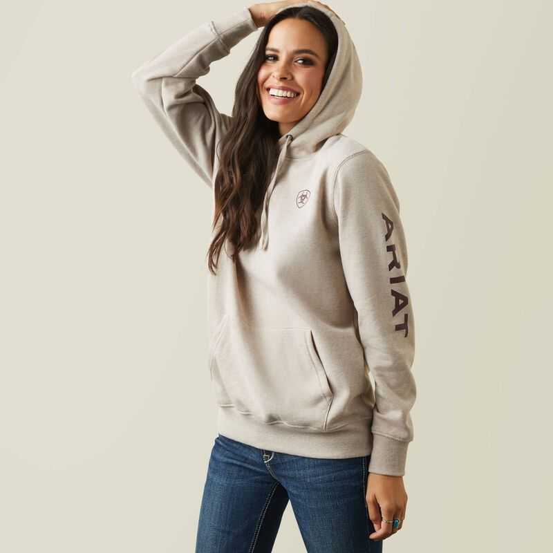 Ariat Logo Hoodie Beige | 605MISWFU