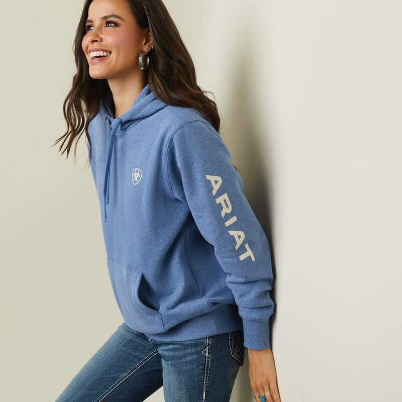 Ariat Logo Hoodie Blue | 097JNWQXV