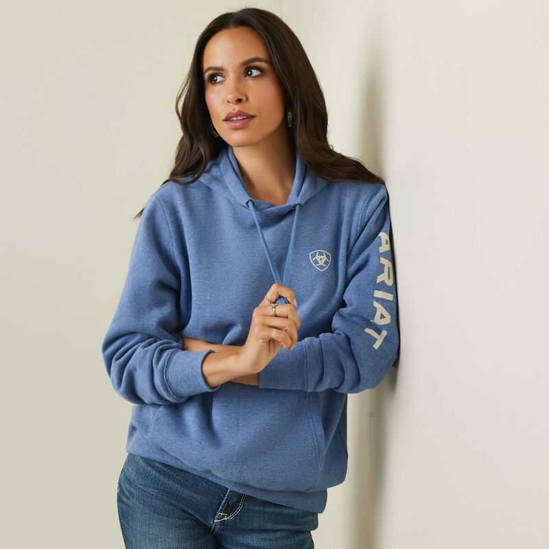 Ariat Logo Hoodie Blue | 097JNWQXV