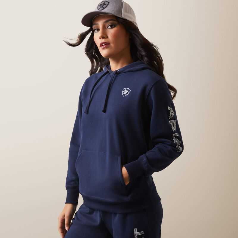 Ariat Logo Hoodie Navy | 358SBZDIX