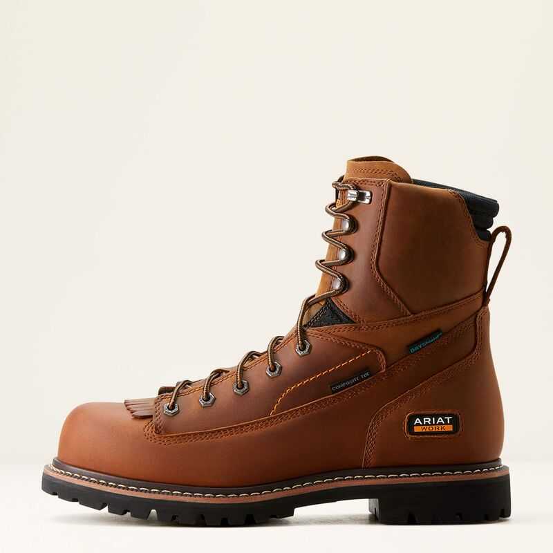 Ariat Longview Shock Shield 8' Waterproof Composite Toe Work Boot Copper Brown | 879OJQIMG