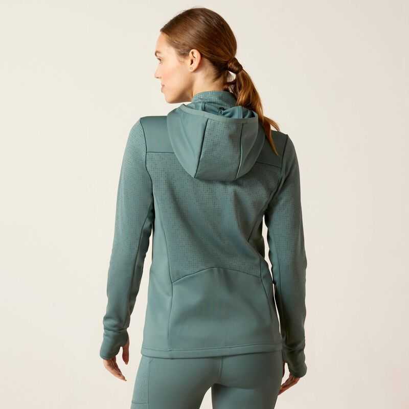 Ariat Lumina Full Zip Hoodie Silver Deep Green | 679GNBWKD