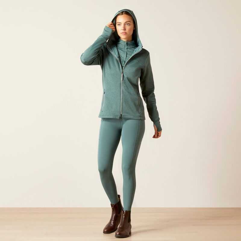 Ariat Lumina Full Zip Hoodie Silver Deep Green | 679GNBWKD