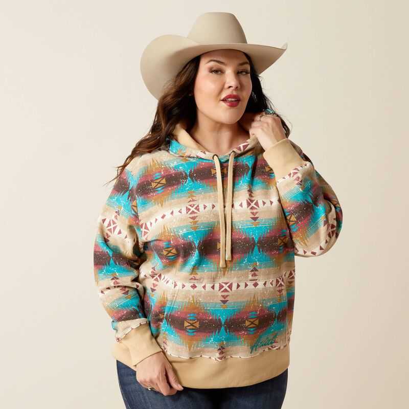 Ariat Lunas Hoodie Serrano Southwest Print | 536TVSXNY