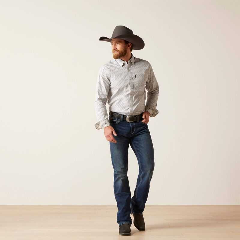 Ariat Maddox Stretch Modern Fit Shirt Grey | 649YZCDXS