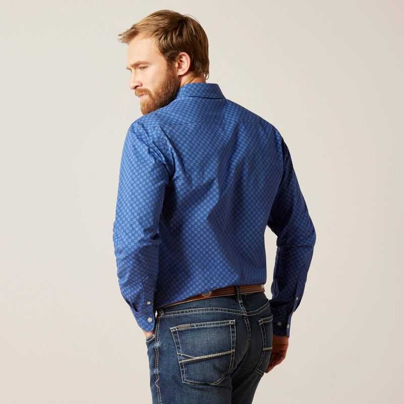 Ariat Maxwell Stretch Modern Fit Shirt Blue | 014WDINXK