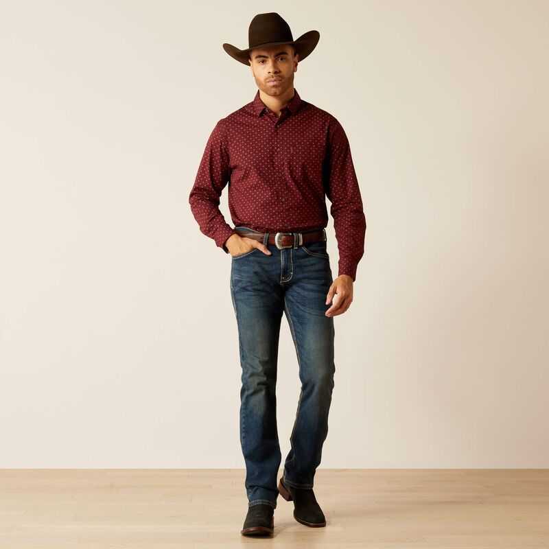 Ariat Mckinley Modern Fit Shirt Burgundy | 468QKEOPA