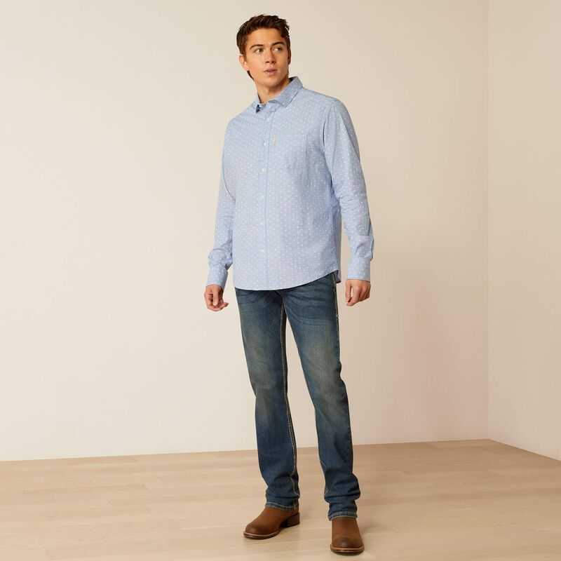 Ariat Memphis Modern Fit Shirt Blue | 263ULDAZX