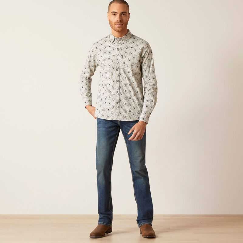 Ariat Memphis Stretch Modern Fit Shirt Grey | 925QTLUPG