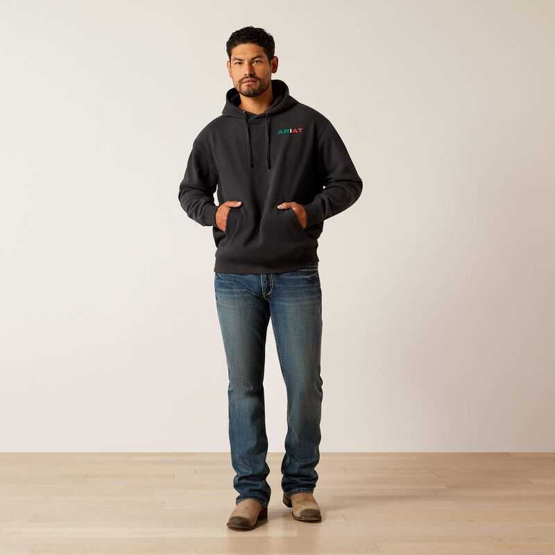 Ariat Mexico Flag Lockup Hoodie Black | 308VAPYLE