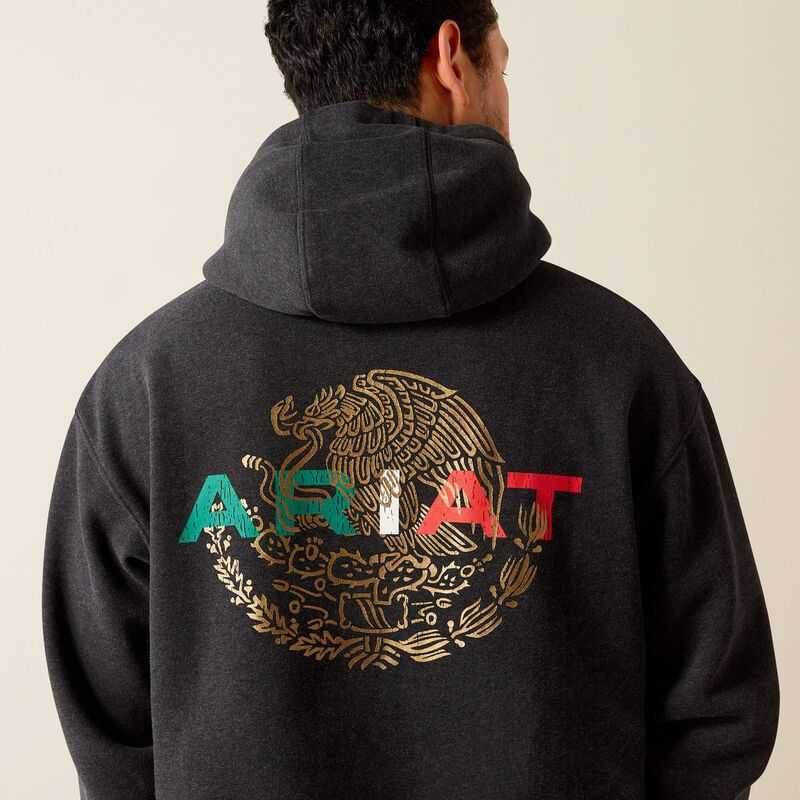 Ariat Mexico Flag Lockup Hoodie Black | 308VAPYLE