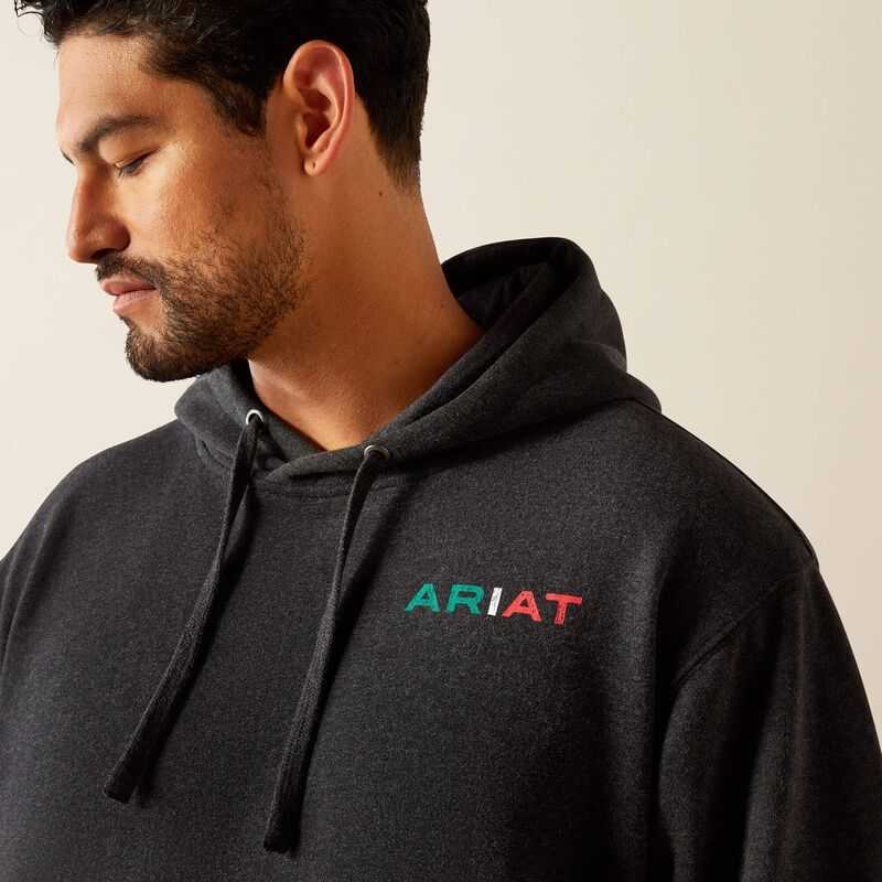 Ariat Mexico Flag Lockup Hoodie Black | 308VAPYLE