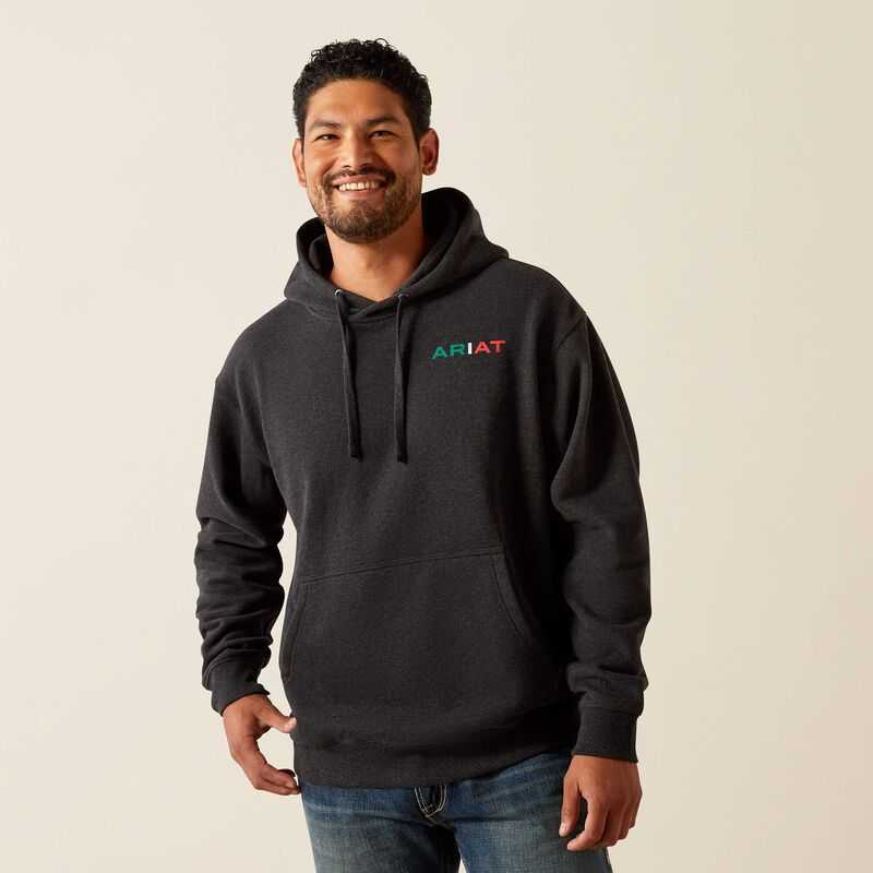 Ariat Mexico Flag Lockup Hoodie Black | 308VAPYLE