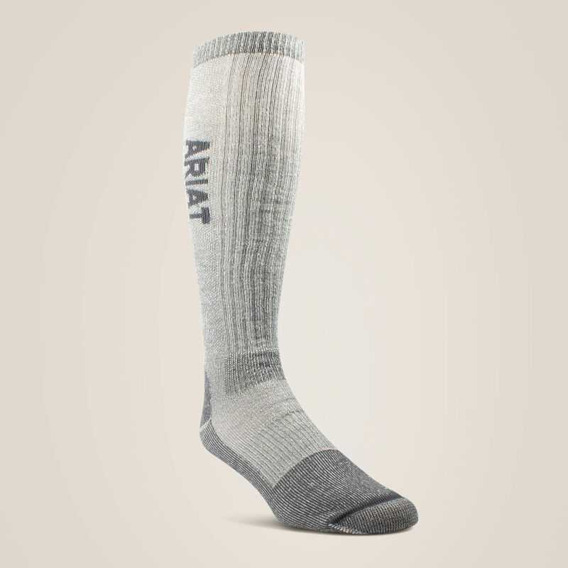 Ariat Midweight Merino Wool Blend Over The Calf Steel Toe Work Sock Grey | 241DRLQYB