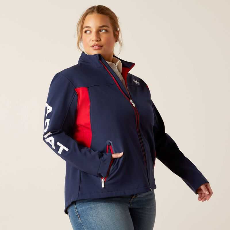 Ariat New Team Softshell Jacket Navy / Red | 214YLOCTN