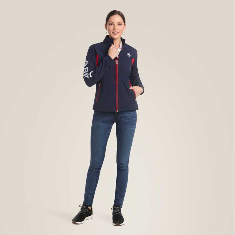 Ariat New Team Softshell Jacket Navy / Red | 214YLOCTN