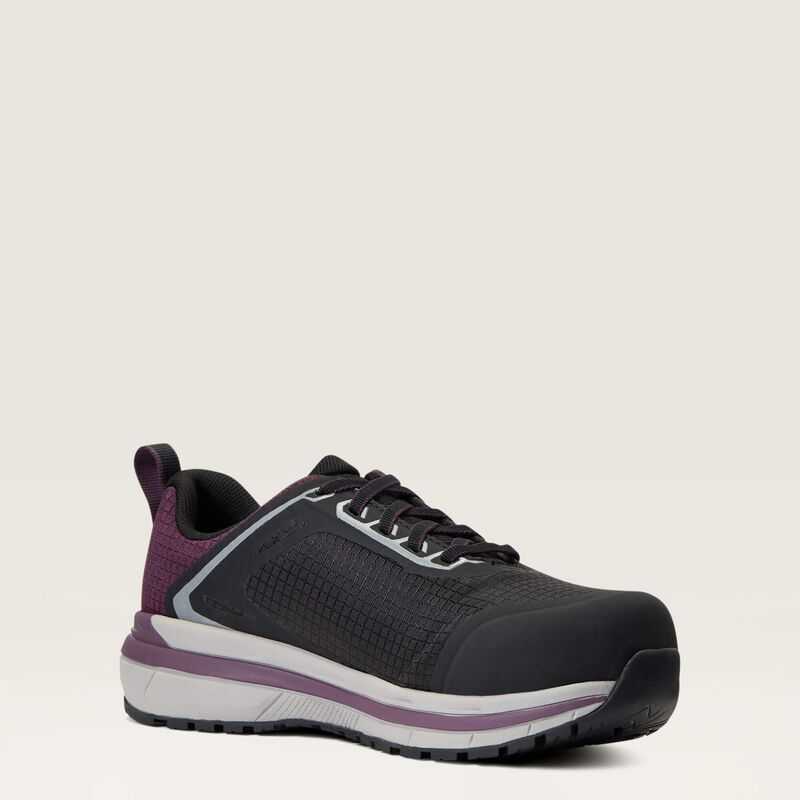 Ariat Outpace Composite Toe Safety Shoe Grey Purple | 036JFDNRC