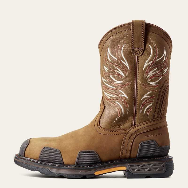 Ariat OverDrive Wide Square Toe Composite Toe Work Boot Brown | 971BERHNK