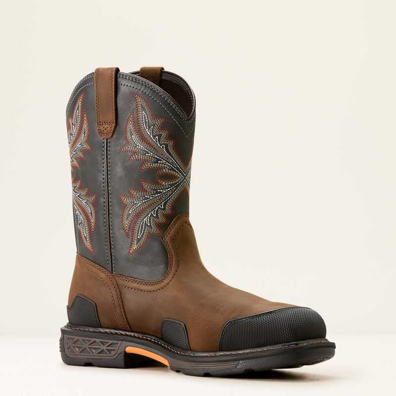 Ariat OverDrive Wide Square Toe Composite Toe Work Boot Brown / Grey | 482IMUYTC