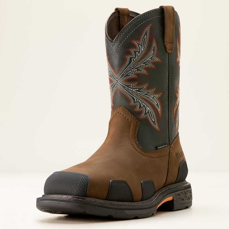 Ariat OverDrive Wide Square Toe Composite Toe Work Boot Brown / Grey | 482IMUYTC