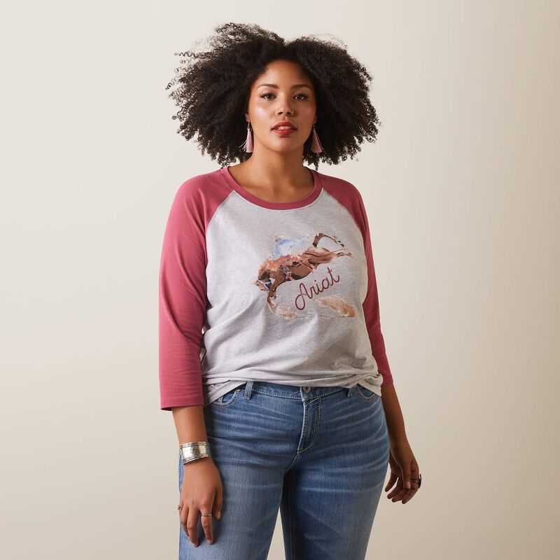 Ariat Painted Dreams T-Shirt Light Grey / Red | 028FIPYMV