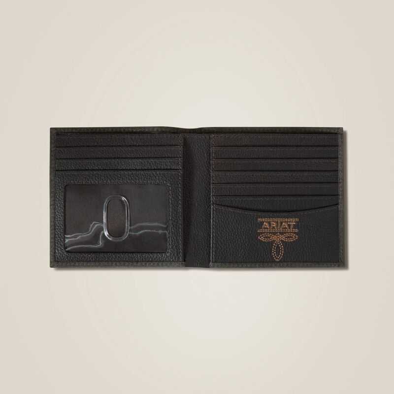 Ariat Pebble Leather Logo Bifold Wall Black | 576RKVEQZ