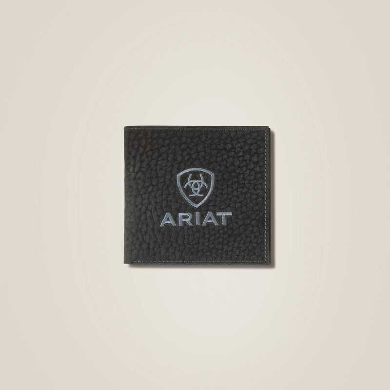 Ariat Pebble Leather Logo Bifold Wall Black | 576RKVEQZ