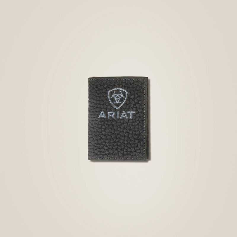 Ariat Pebble Leather Trifold Wallet Black | 509RFIVDK