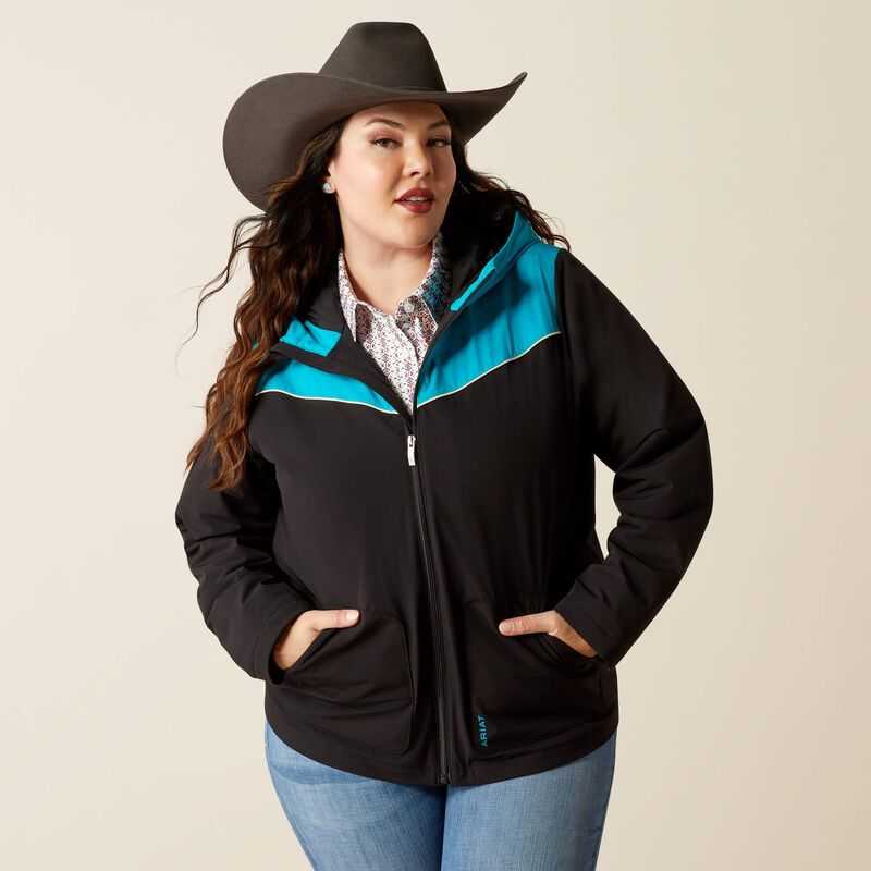 Ariat Pioneer StretchShell Jacket Black / Turquoise | 105XEQZDT