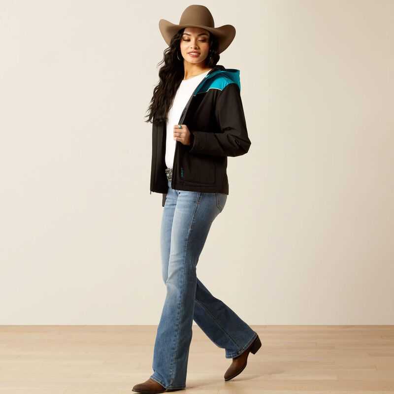 Ariat Pioneer StretchShell Jacket Black / Turquoise | 105XEQZDT