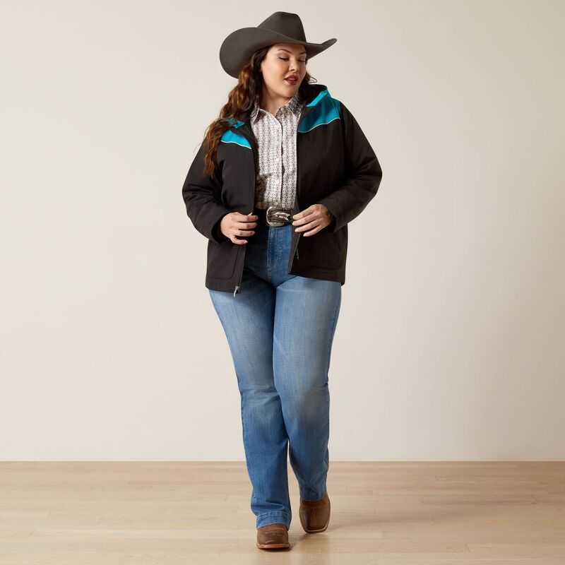 Ariat Pioneer StretchShell Jacket Black / Turquoise | 105XEQZDT