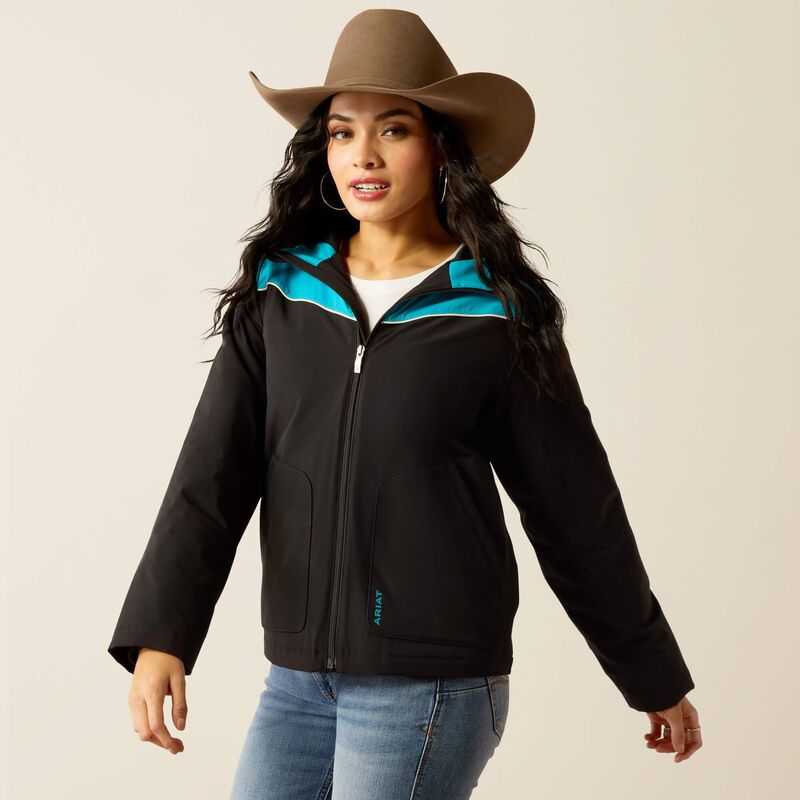 Ariat Pioneer StretchShell Jacket Black / Turquoise | 105XEQZDT