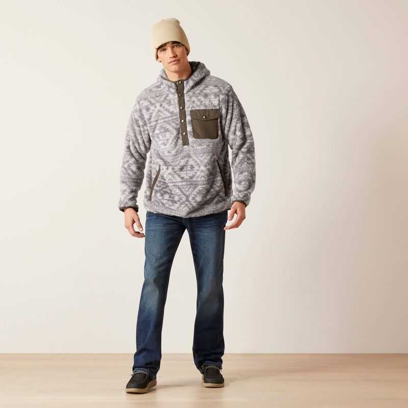 Ariat Polar Bear Fleece Hoodie Grey | 024SELZPN