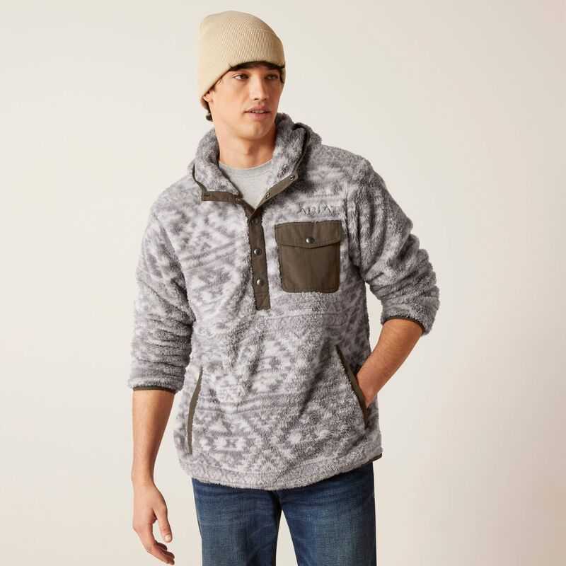 Ariat Polar Bear Fleece Hoodie Grey | 024SELZPN