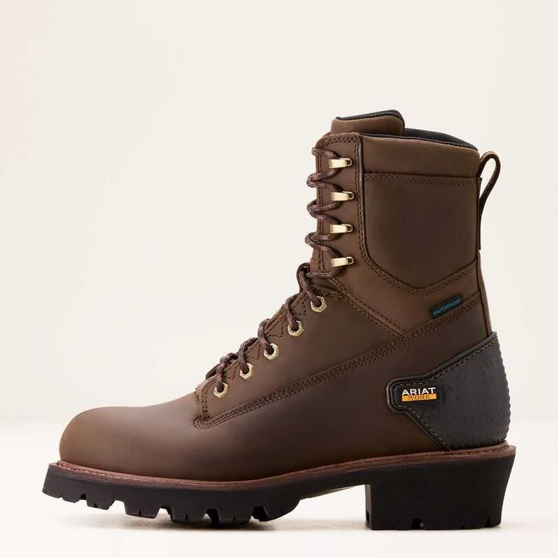 Ariat Powerline 8' Waterproof Work Boot Brown | 365KVOJXG