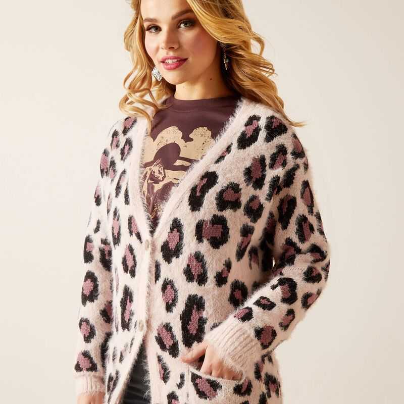 Ariat Pretty in Pink Sweater Pink Leopard | 148VKEZFU