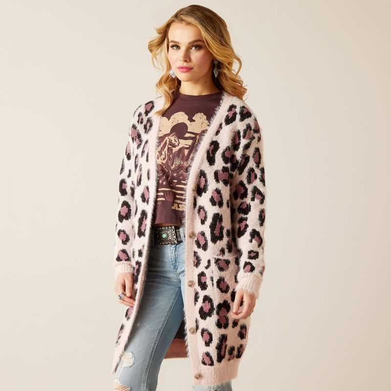 Ariat Pretty in Pink Sweater Pink Leopard | 148VKEZFU