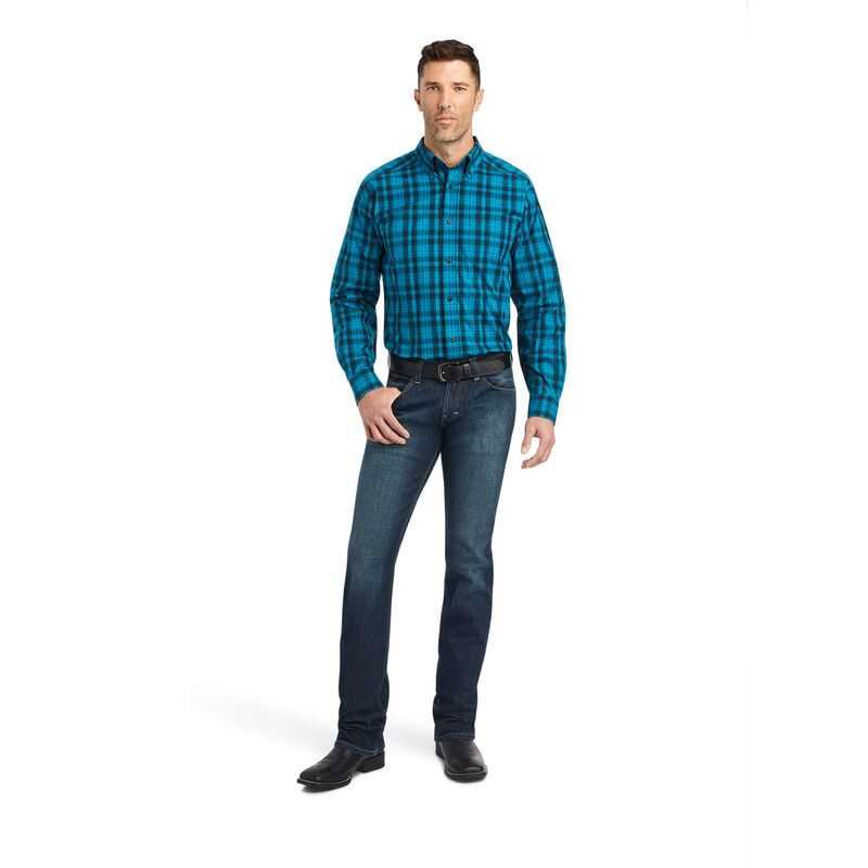 Ariat Pro Series Kingston Fitted Shirt Ocean Depths | 963NHIMQG