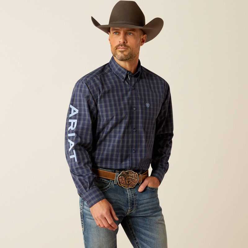 Ariat Pro Series Team Kolt Classic Fit Shirt Navy Blue / Light Blue | 257GOHKNT