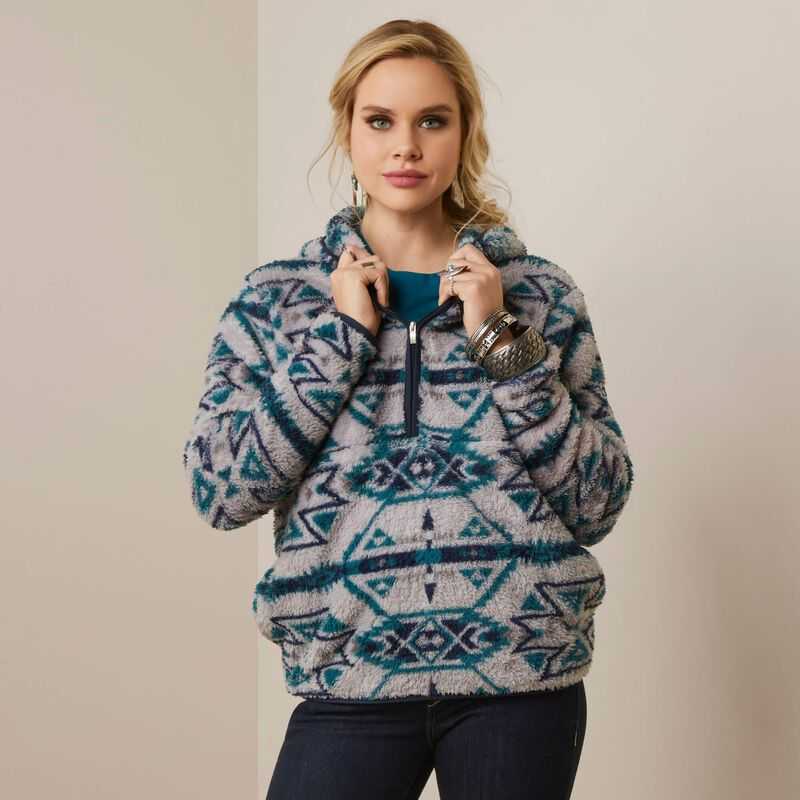 Ariat REAL Berber Pullover Sweatshirt Blue | 469JOLQFU