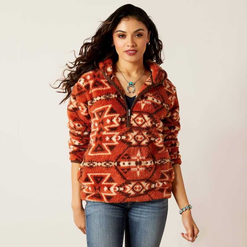 Ariat REAL Berber Pullover Sweatshirt Dark Red | 695CVQLGT