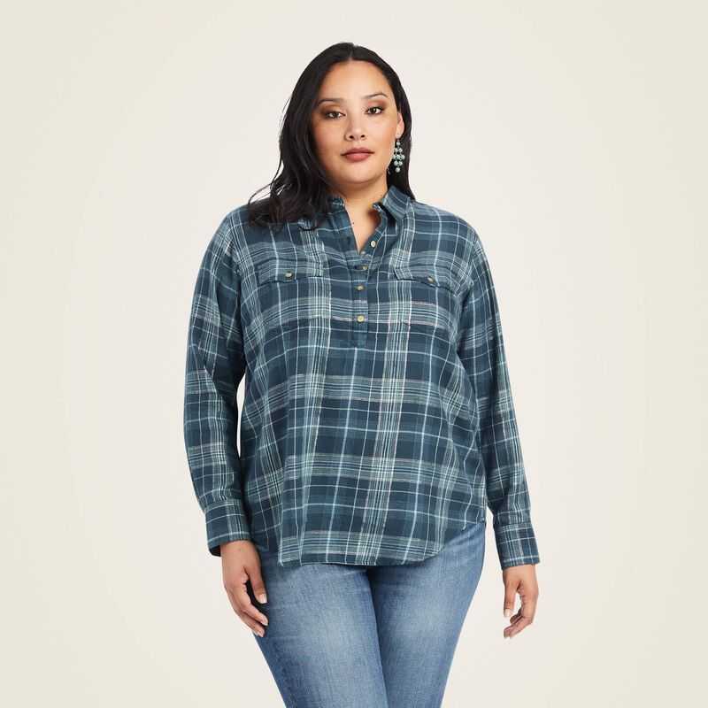 Ariat REAL Billie Jean Popover Shirt Lurex Plaid | 026WQTROM