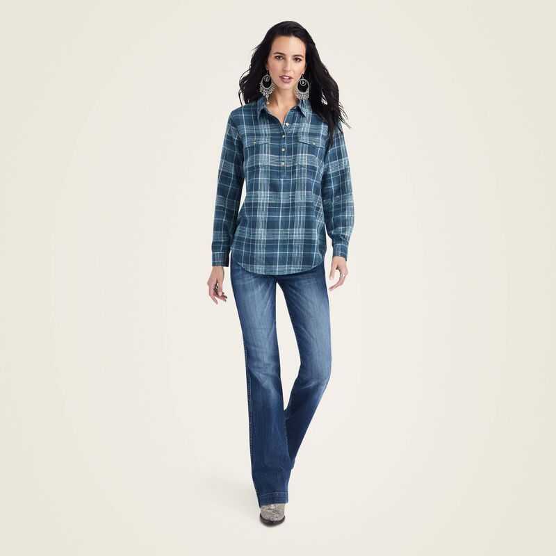 Ariat REAL Billie Jean Popover Shirt Lurex Plaid | 026WQTROM