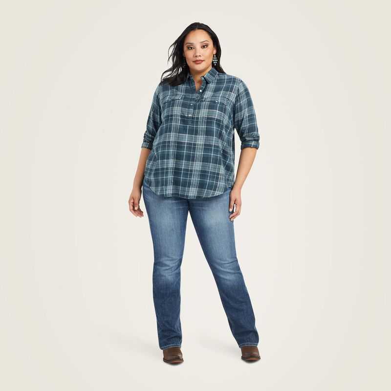 Ariat REAL Billie Jean Popover Shirt Lurex Plaid | 026WQTROM