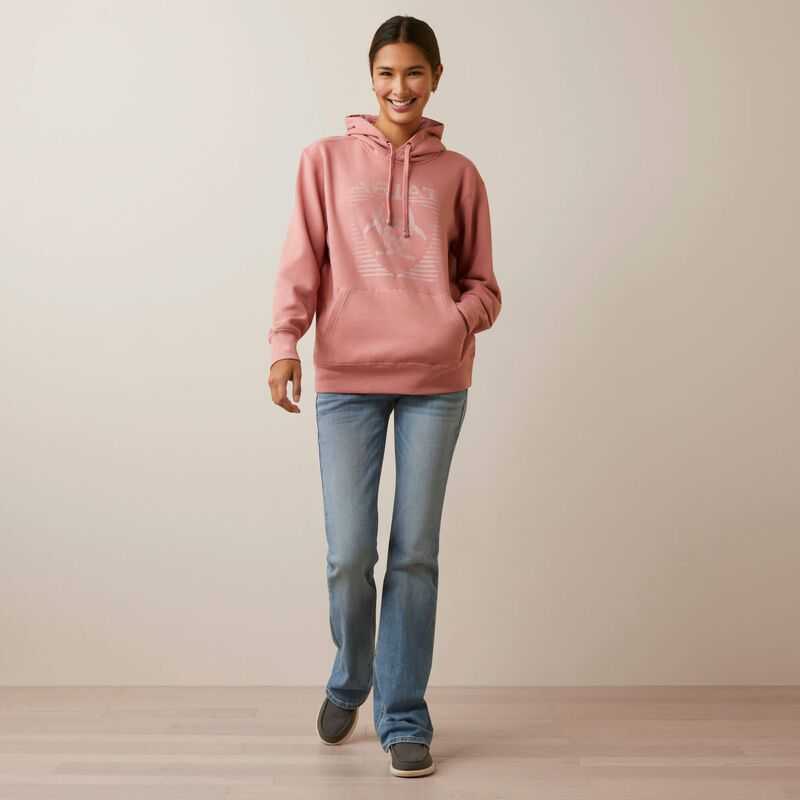 Ariat REAL Fading Lines Hoodie Rose | 742BPQKIL